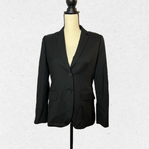 J Crew Super 120s 2 Button Jacket Womens 4 Black Wool Blazer Work Career - Picture 1 of 5